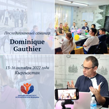 13 октября 2022 года начался новый последипломный семинар Dominique Gauthier (Франция) в ЕвразИОМ (Кыргызстан) по ветеринарной остеопатии. 